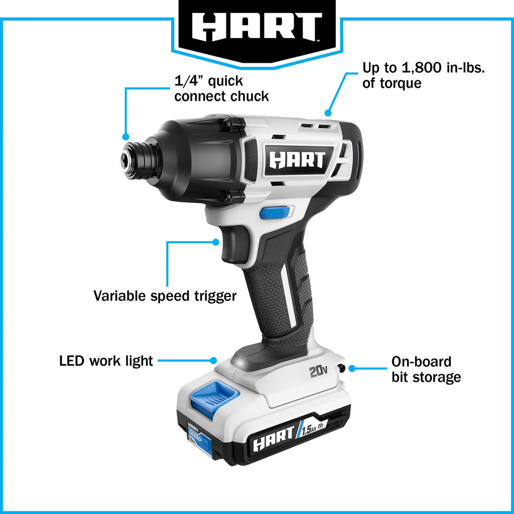 20-Volt Cordless Impact Driver Kit with 1.5Ah Lithium-Ion Batteries L9355
