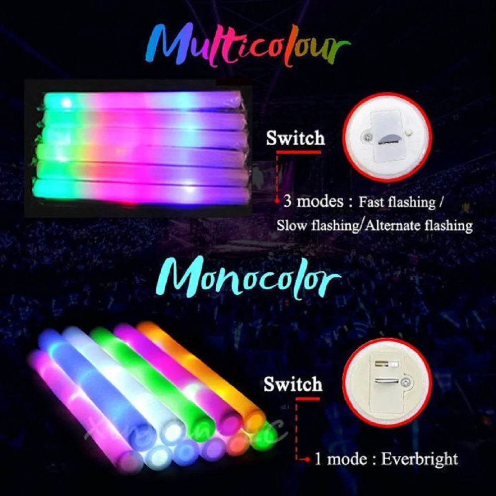 Multicolor Glow Foam Stick Cheer Tube Pack of 50 L1248