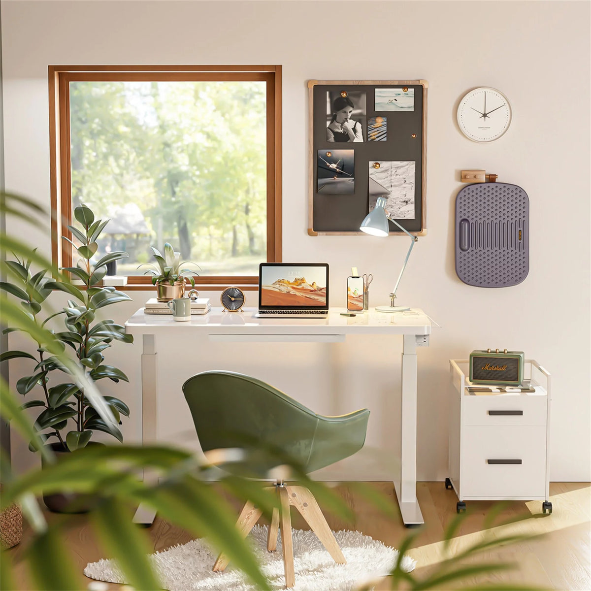 Black Glass Tabletop Standing Desk with Wireless Charging Z3130