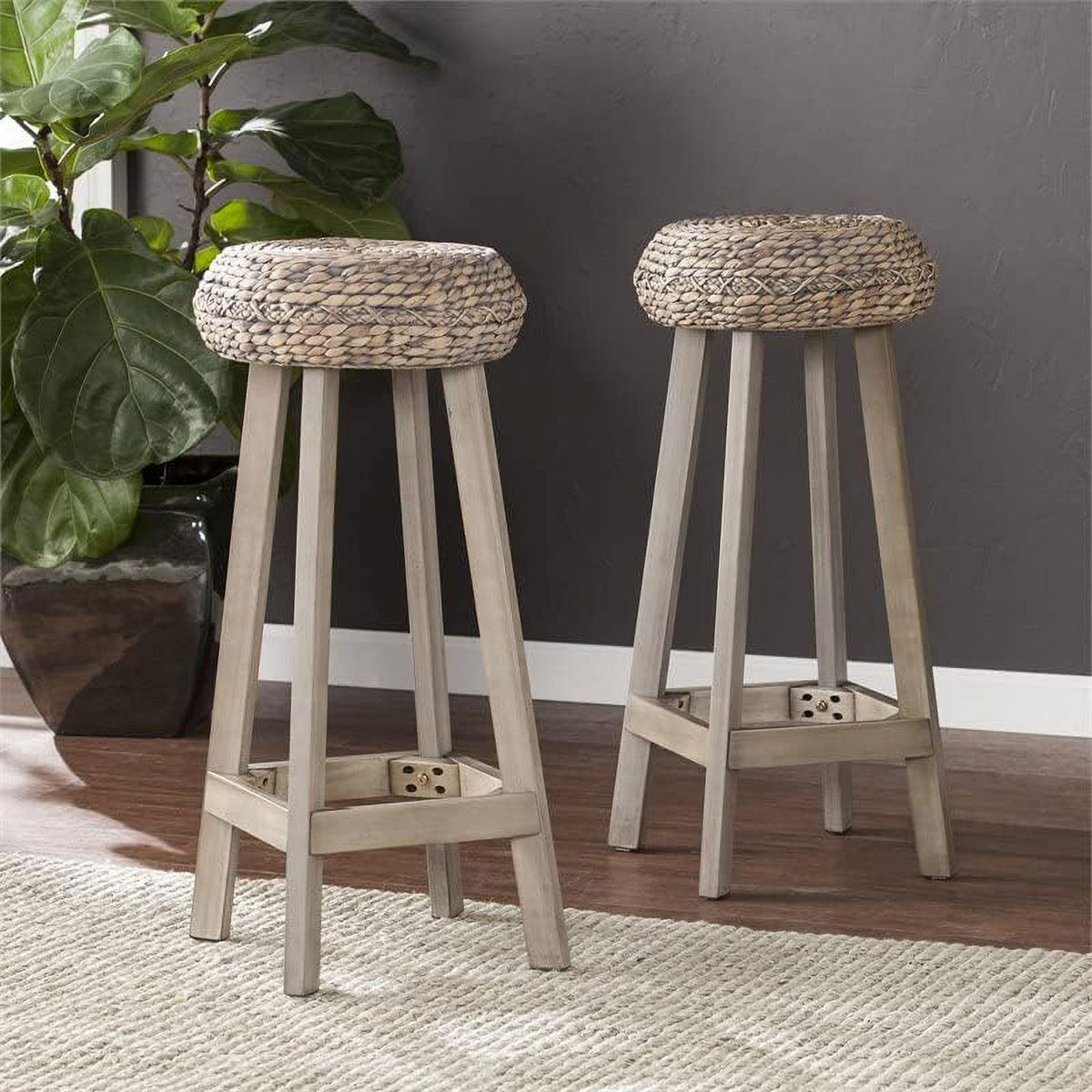 Gray Backless Hyacinth Stools R964