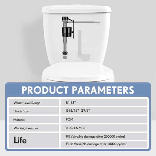 8 Pieces Toilet Fill Valve Tank Replacement Kit Q598
