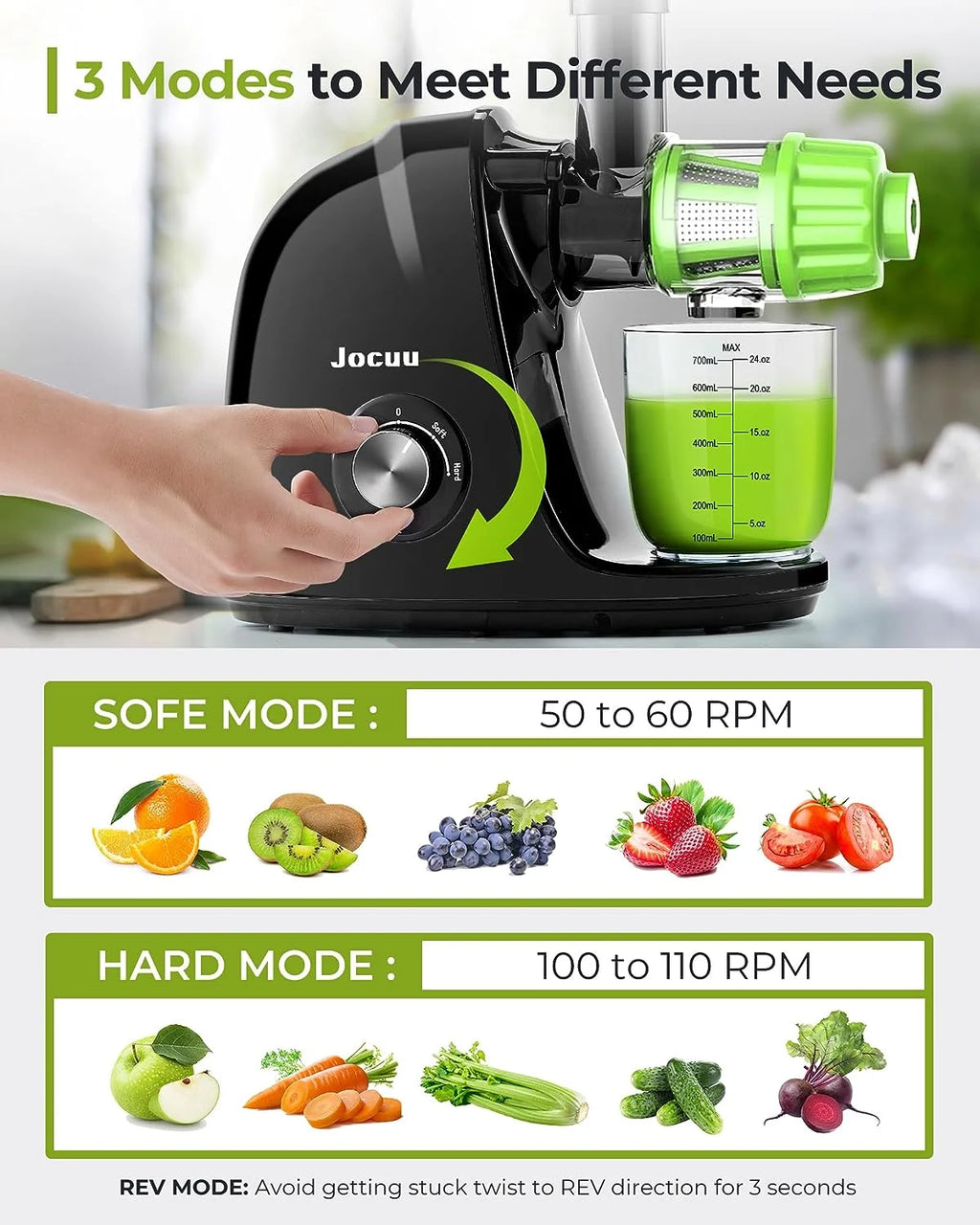 Cold Press Juicer Machine with Reverse Function D5380