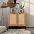 Rustic 2 Rattan Doors Natural Wood Storage Cabinet D562804