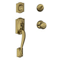 Antique Brass Single Cylinder Handleset and Georgian Knob W438