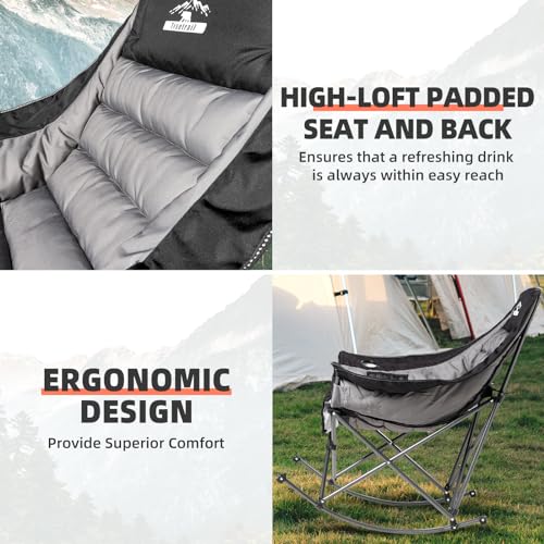 Oversized Padded Camping Chair with Cup Holder, Blue & Gray Q338354