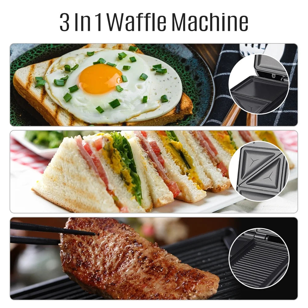 1400W Non-Stick Electric Grill Waffle Maker I895