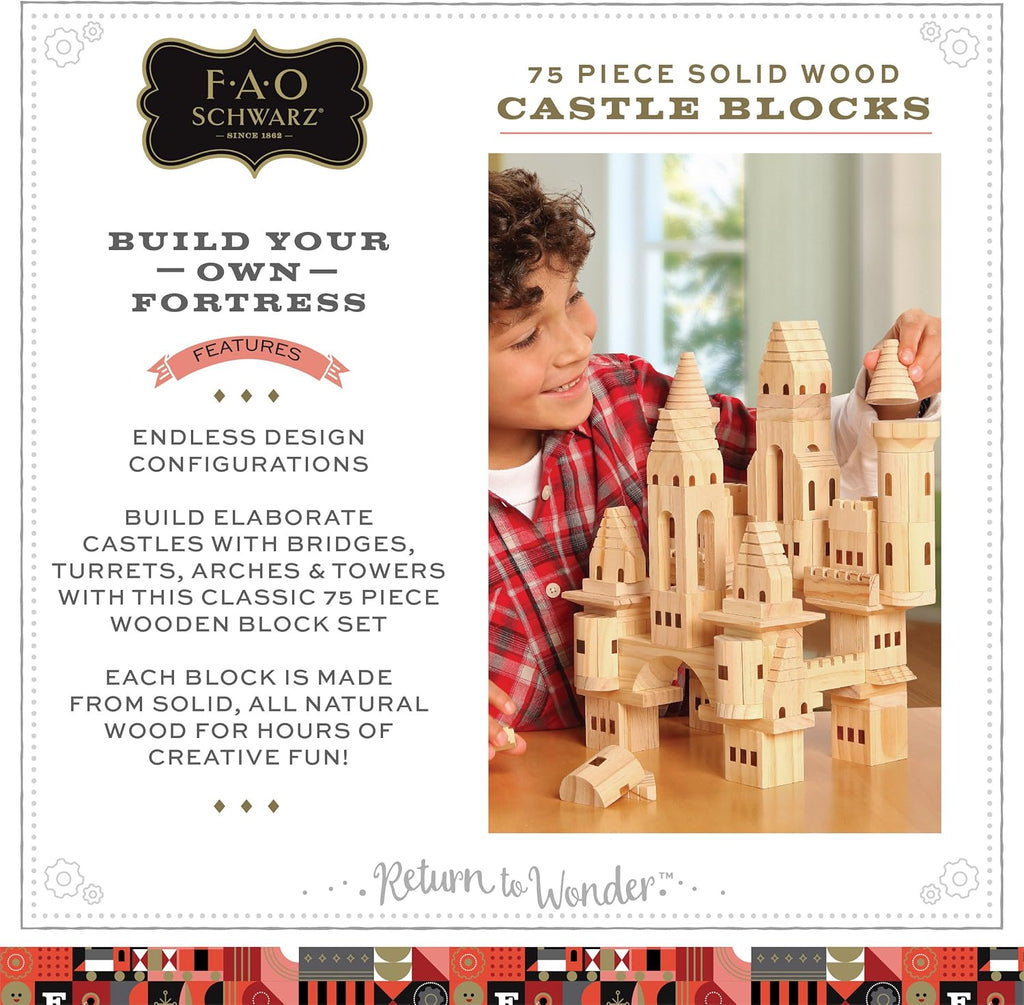 75 Piece Wooden Castle Building Blocks Set Z303163