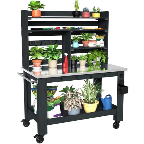 Potting Bench Table with Stainless Steel Top Z841