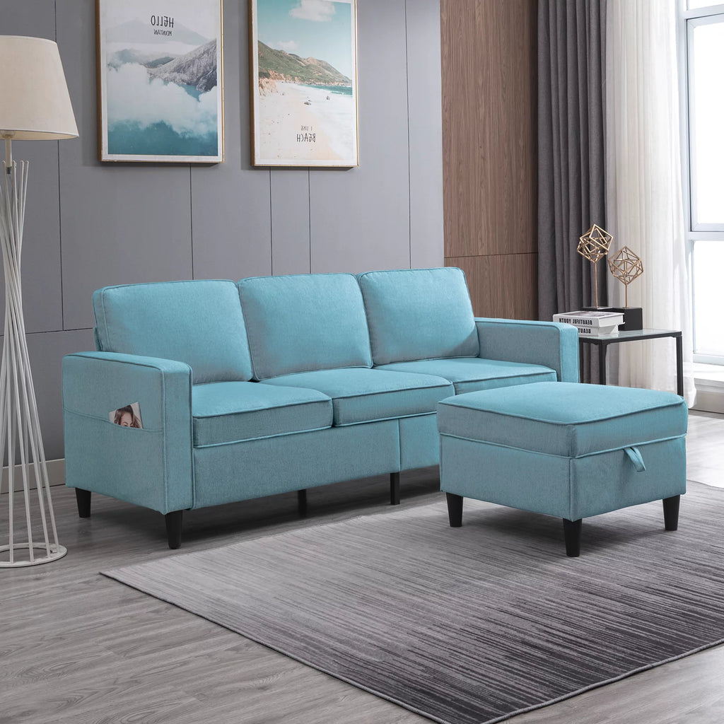 Dark Gray L-Shaped Sectional Sofa with Storage Ottoman G23272