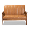 Leather Upholstered Brown Wood Loveseat E909953