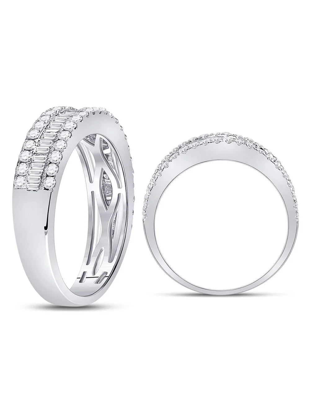 14K White Gold Diamond Wedding Band Ring W673