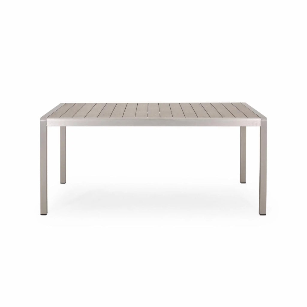 Aluminum Dining Table with Faux Wood Top O696