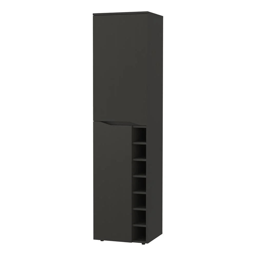 Tall Black Wengue Engineered Wood Bar Cabinet C3713