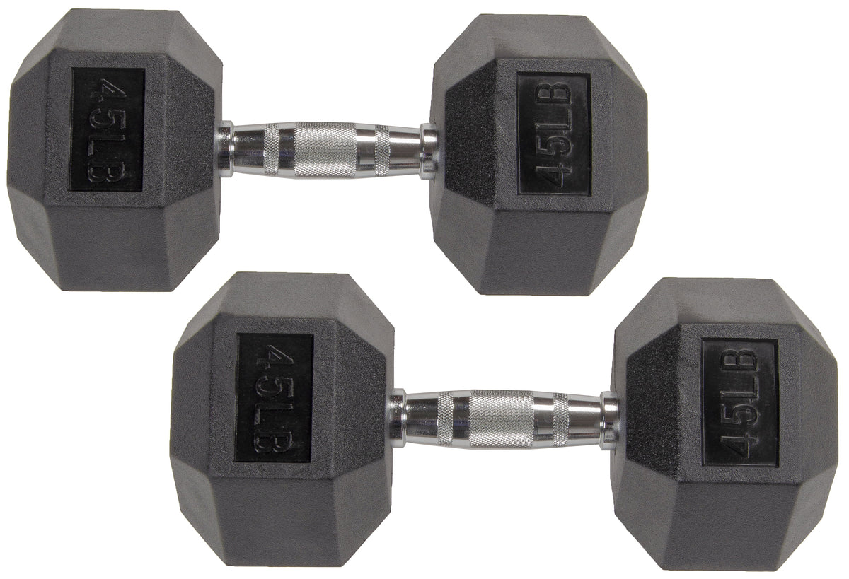 Rubber Encased Hex Dumbbells 20 Lbs. Pair P122