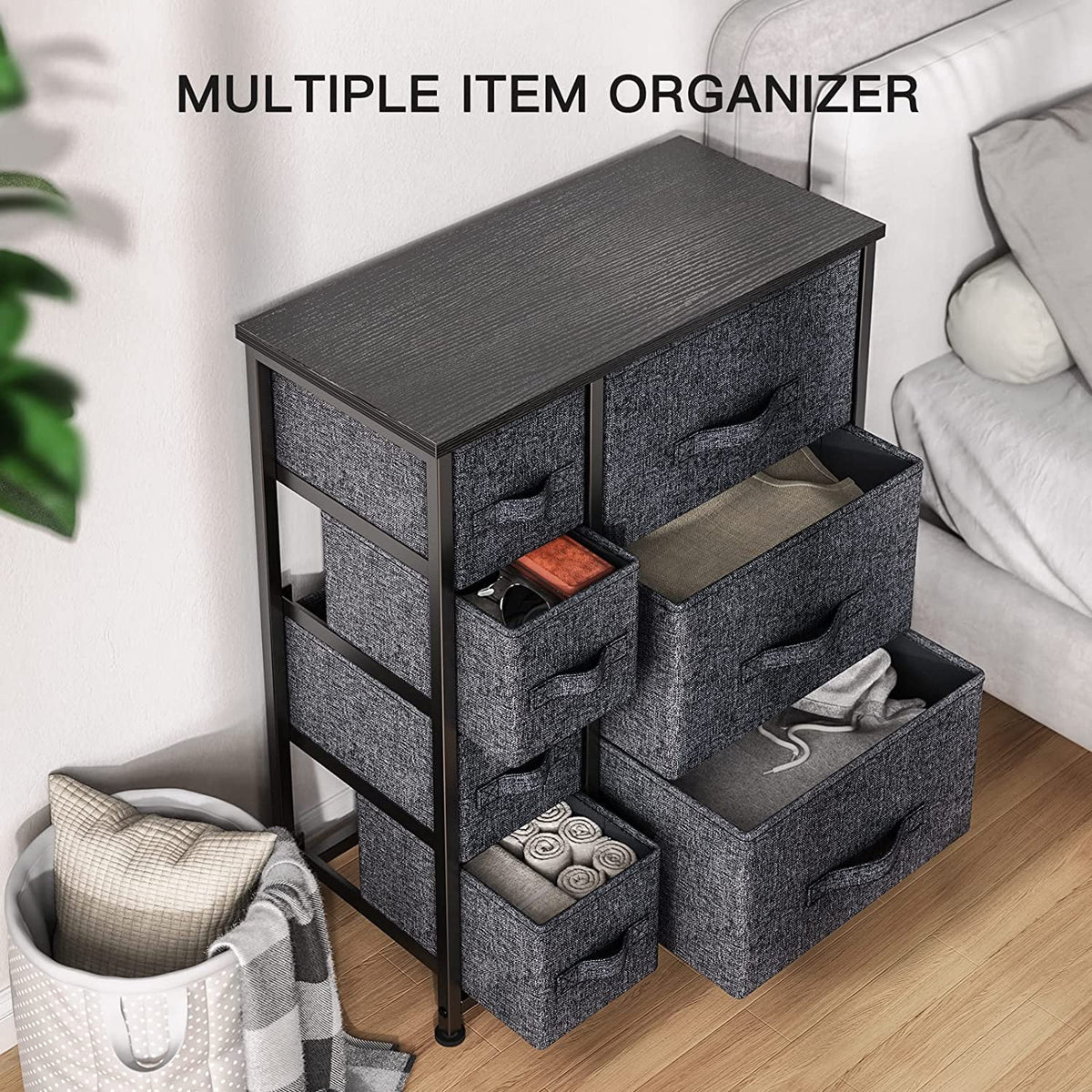 7 Drawer Fabric Dresser with Steel Frame B410
