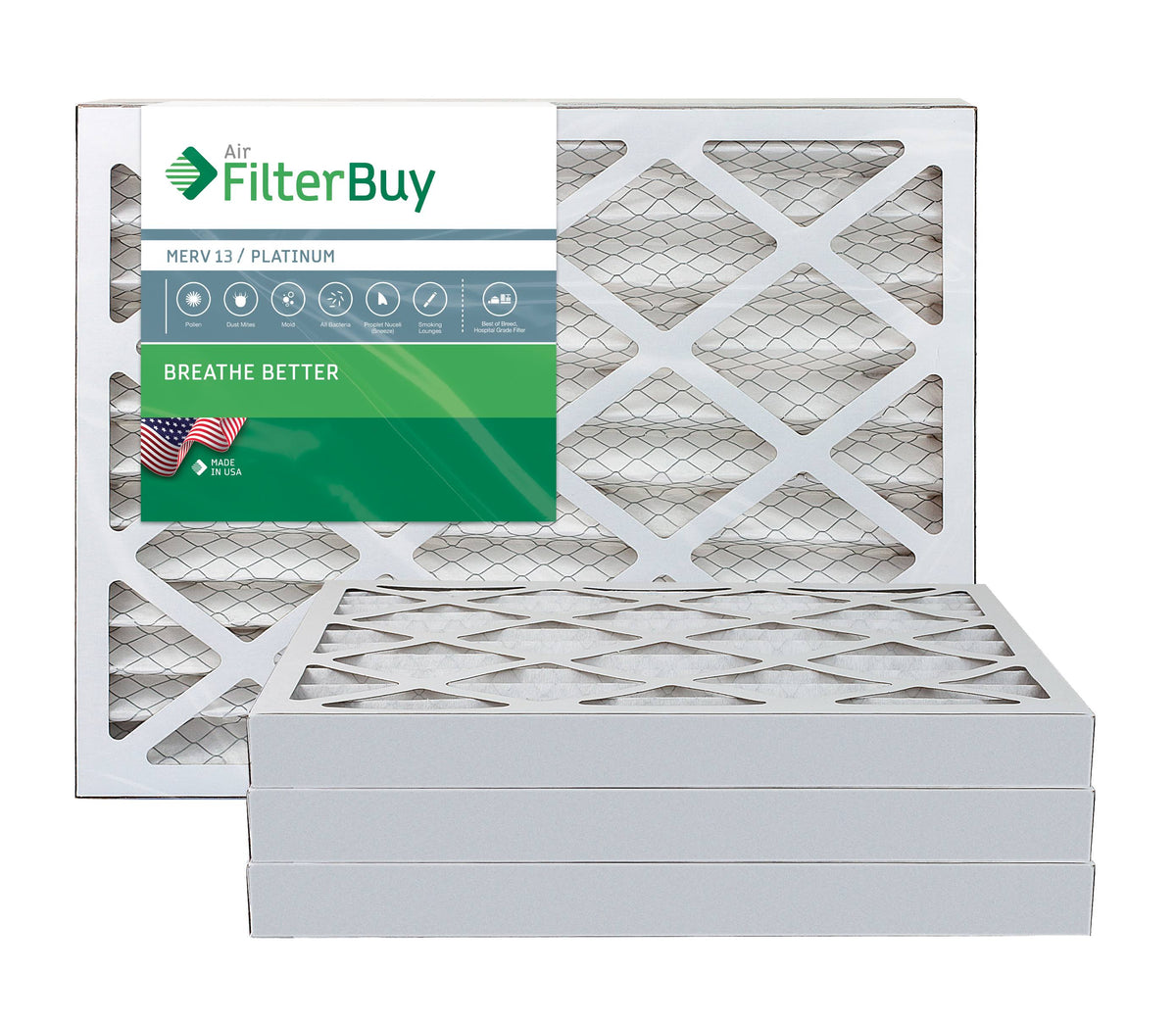 MERV 13 Pleated AC Furnace Air Filter, Pack of 4 T861955