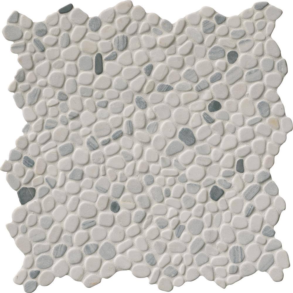 Black and White Tumbled Marble Mosaic Tile, 11.42 in. x 11.42 in. x 10 mm, 9.1 Sq. ft. / CASE I163338