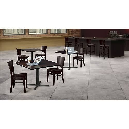 Solid Wood Top Table 42x22W Ash Distressed Finish Black Base E916356