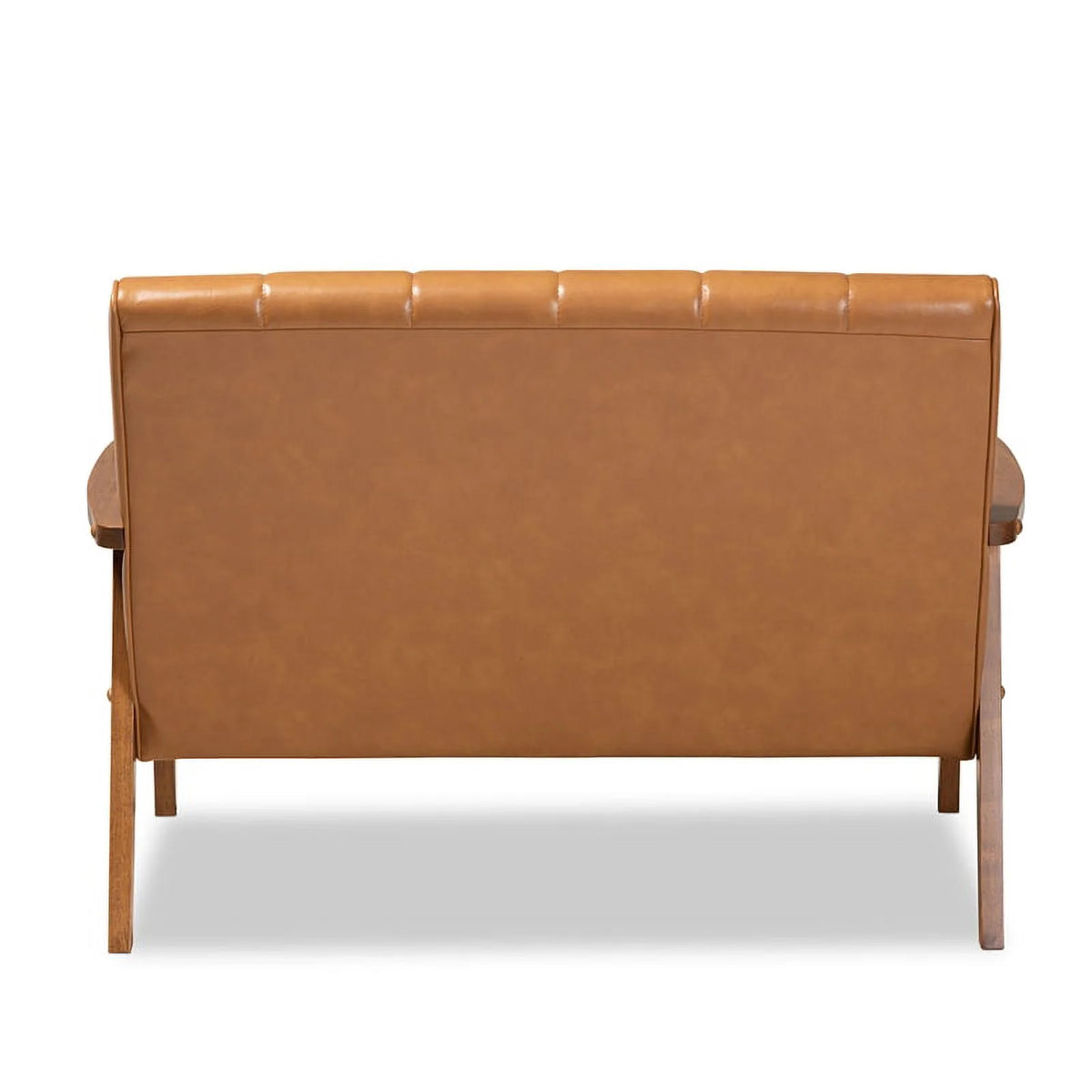 Leather Upholstered Brown Wood Loveseat E909953