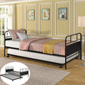 Twin Daybed with Trundle Metal Bed Frame Black T326