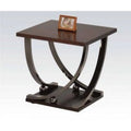 Dark Walnut Brown and Black Wood and Metal End Table V5055