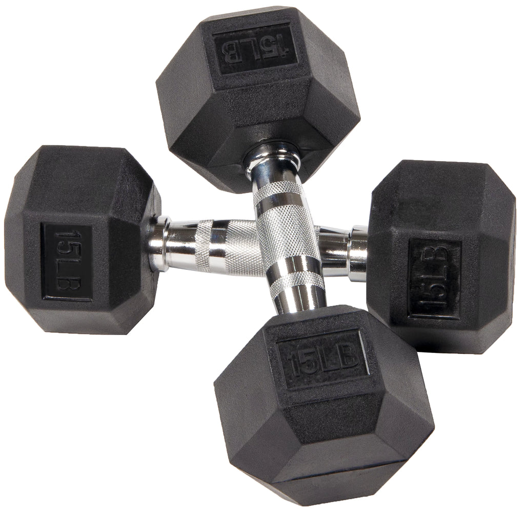 Rubber Encased Hex Dumbbells 20 Lbs. Pair P122