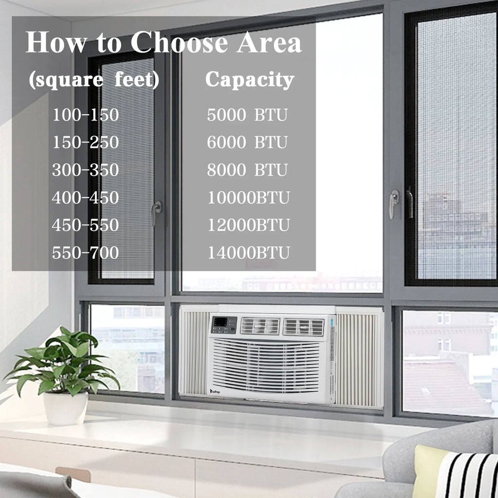 8000BTU White Window-Mounted Compact Air Conditioner with Remote Control Z71215