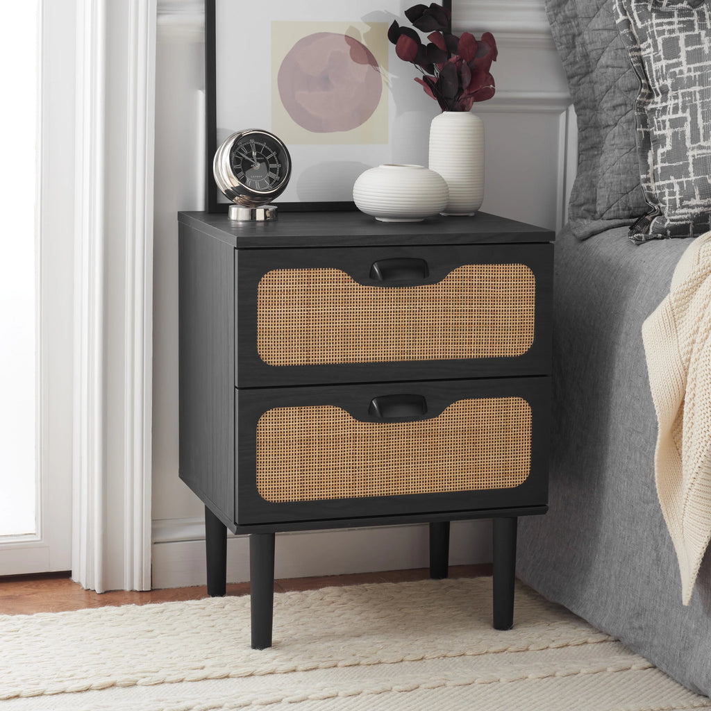 Black 2 Drawer Nightstand M238