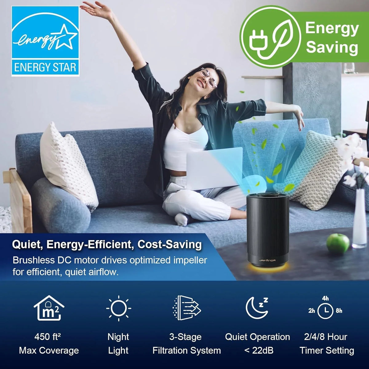 Black H13 True HEPA Air Purifier T748