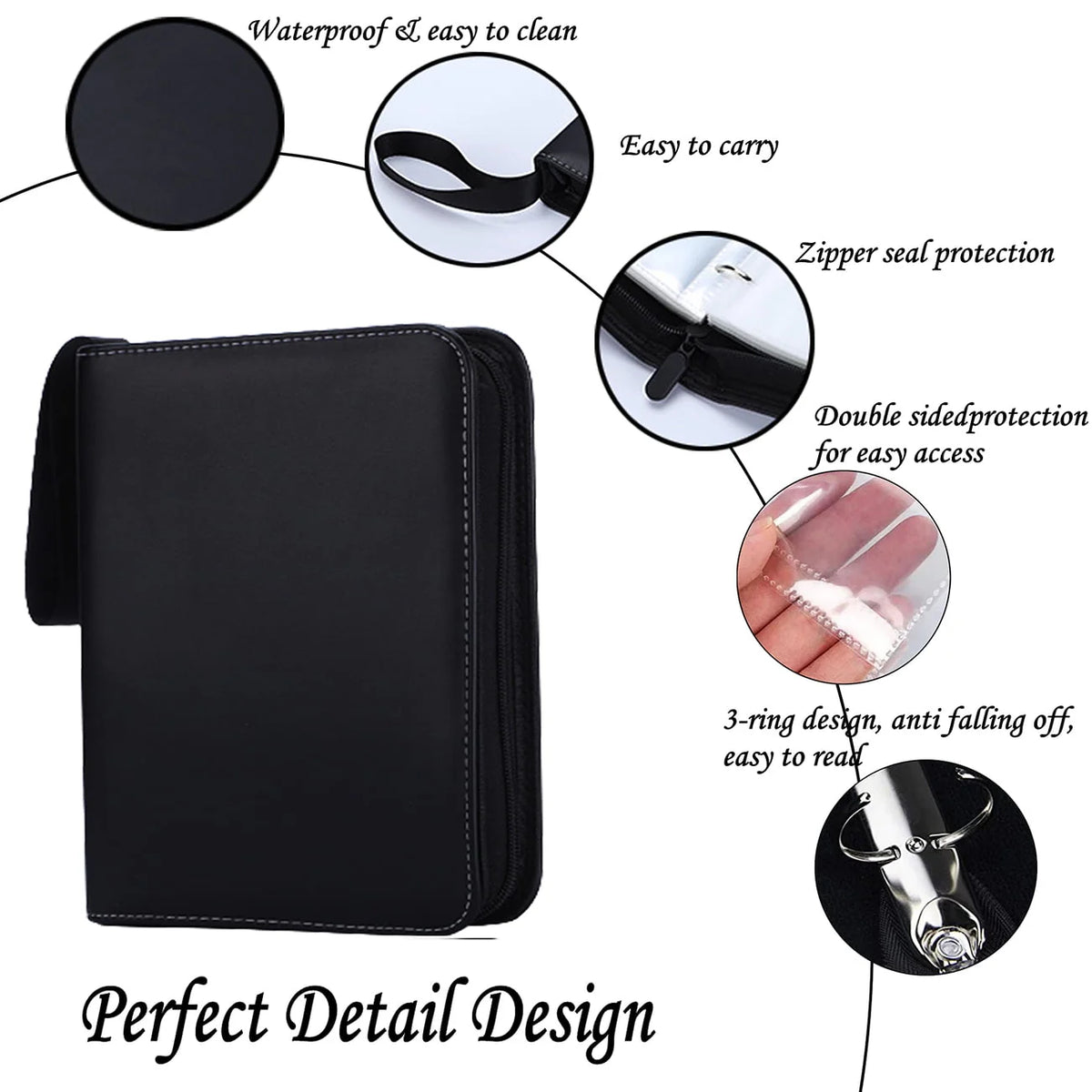 Black 4-Pocket Trading Card Binder Y7669