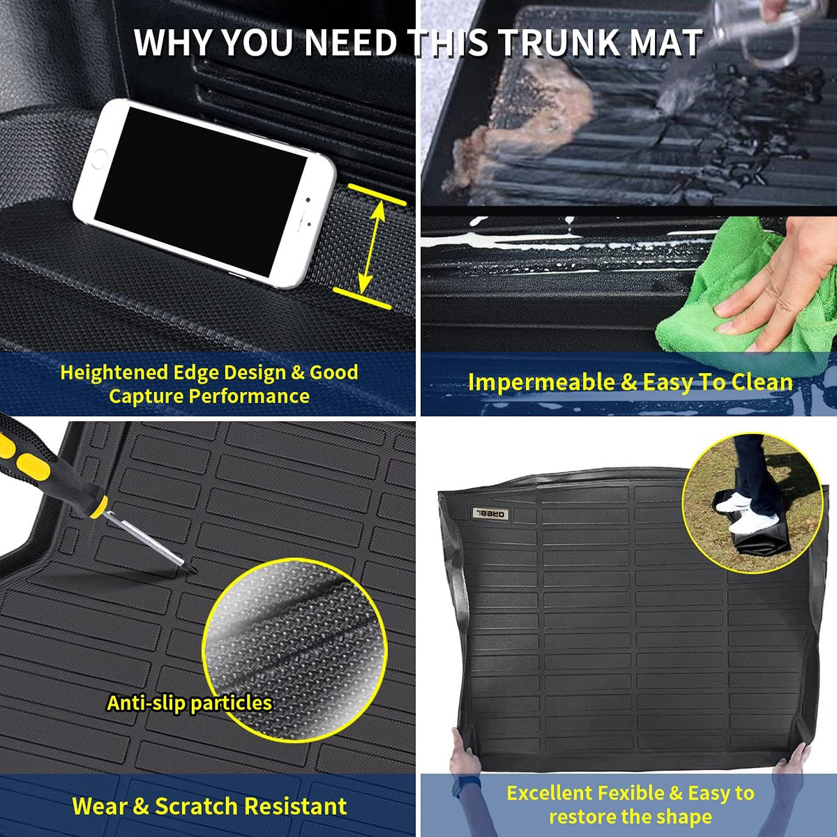 Black Trunk Mat Car Rear Cargo Liner Floor Cover E959467