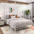 Queen White Metal Canopy Bed Frame with Headboard & Footboard C327760