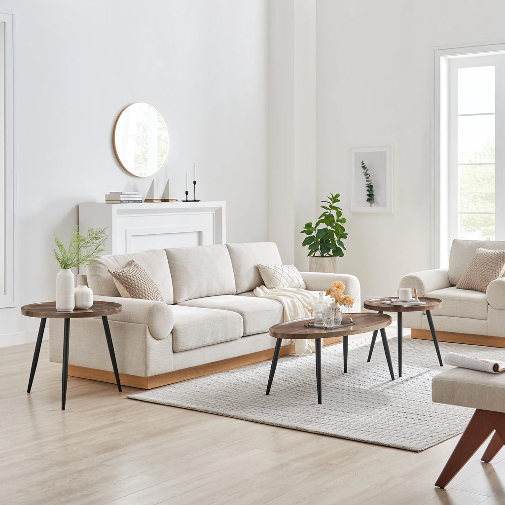 2 Piece Walnut Coffee Table Set with Black Metal Legs G580828