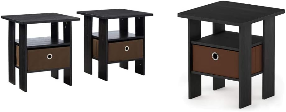 Set of 2 Table with Bin Drawer & 1 Table with Bin Drawer Americano/Medium Brown Y4748