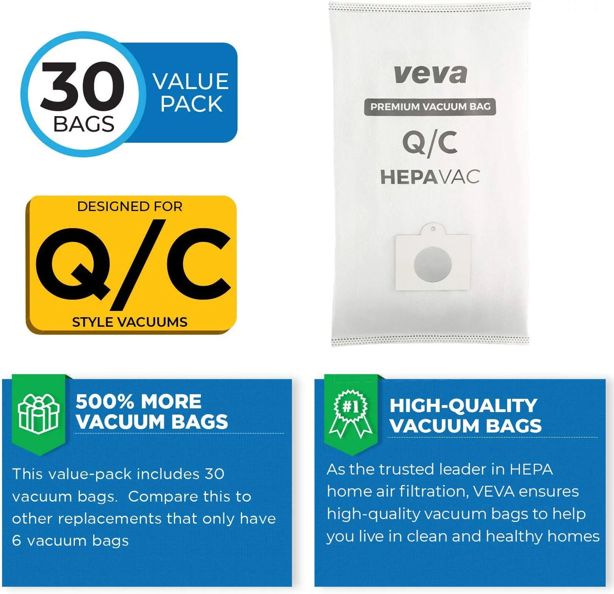 30 Pack HEPA Vacuum Bags Type Q Cloth Bag Y811