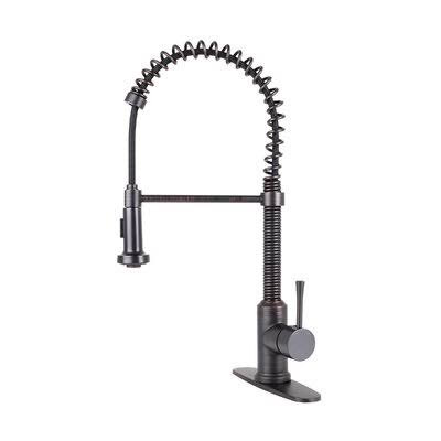Spring Coil Pull Down Single Handle Kitchen Faucet with Deck Plate R401