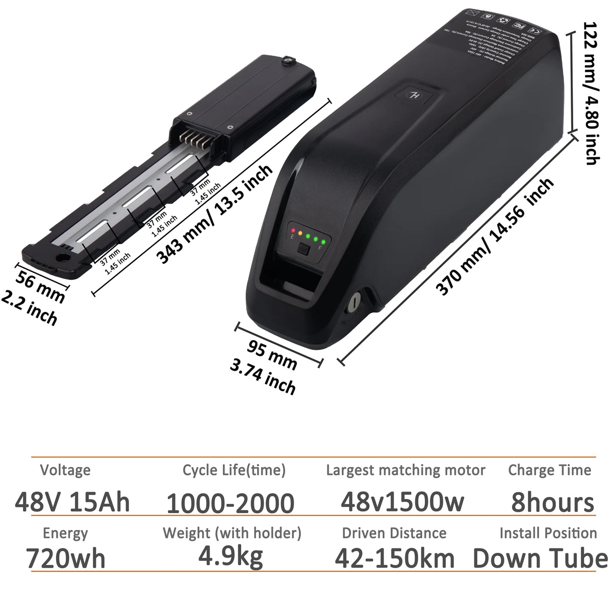 48V 10Ah Lithium Ebike Battery with Charger G762
