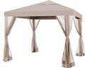 Brown 10' x 10' Outdoor Gazebo with Mosquito Netting L828