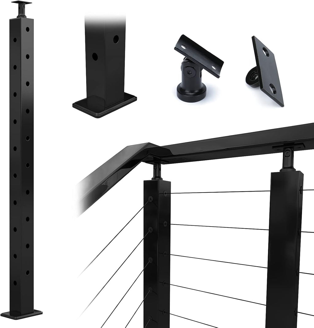 Square 36x2x2 304 Stainless Steel Black Pre-drilled Post G81204