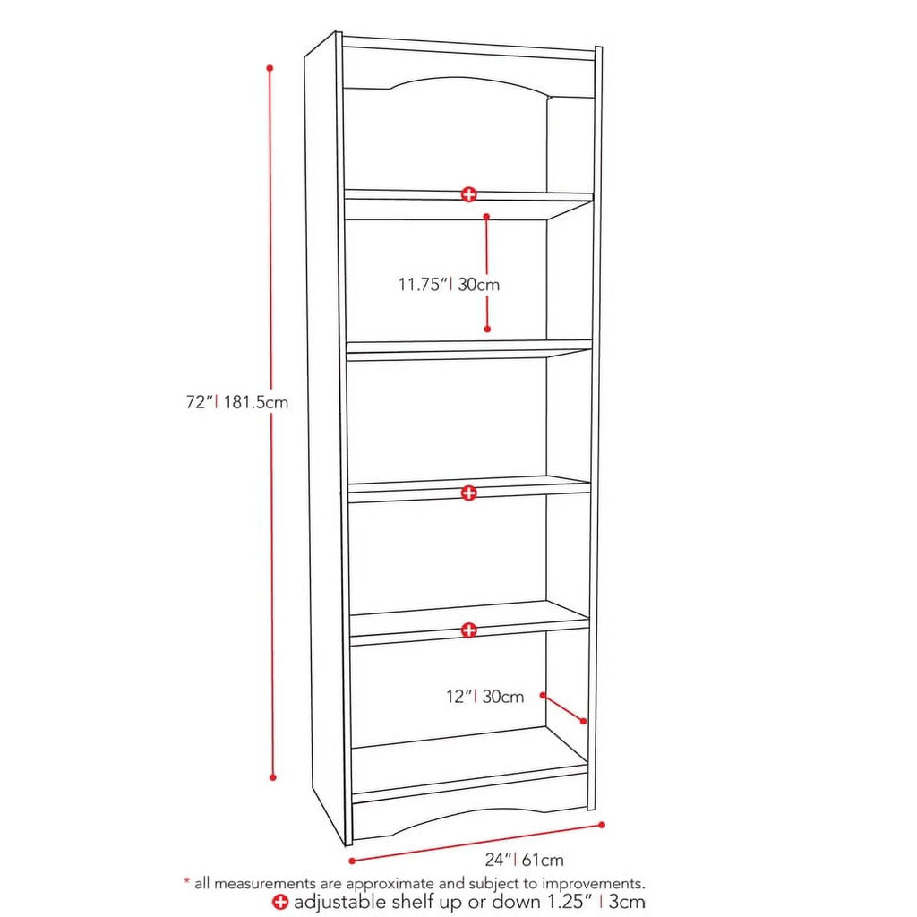 72" Tall Black Bookcase A3944