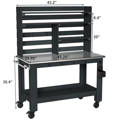 Potting Bench Table with Stainless Steel Top Z841