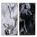 Black and White Marbled Print Wall Art with Gold Frame, Set of 2 G2644
