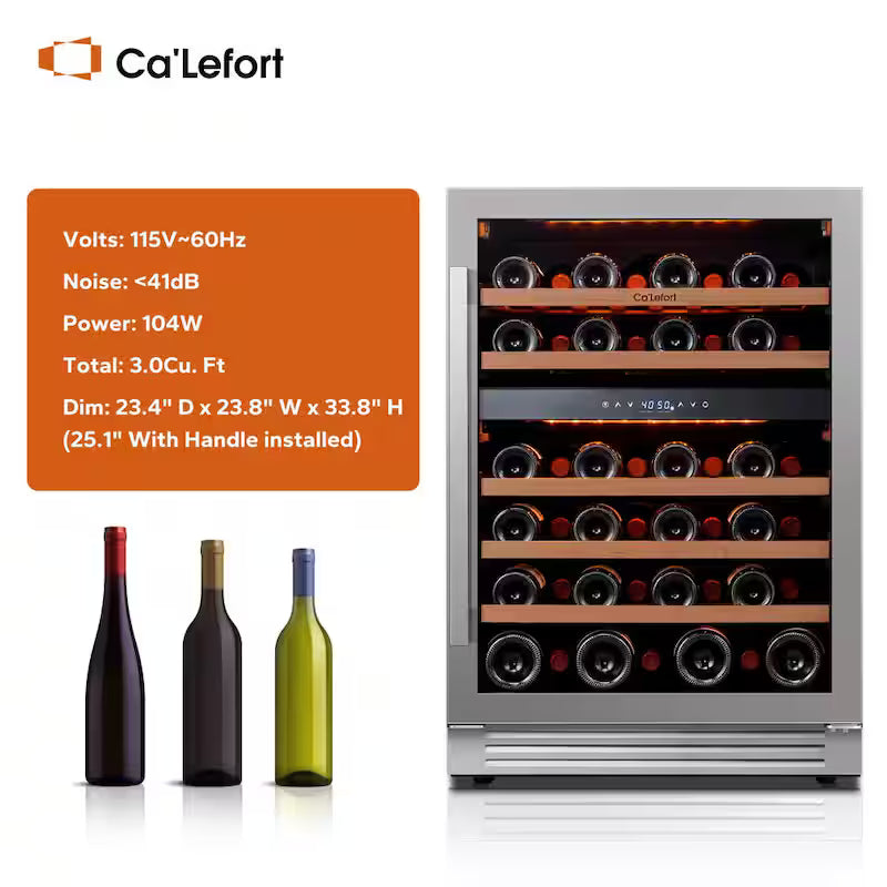 Built-In 46-Bottles Dual Zone Stainless Steel Wine Cooler N6332