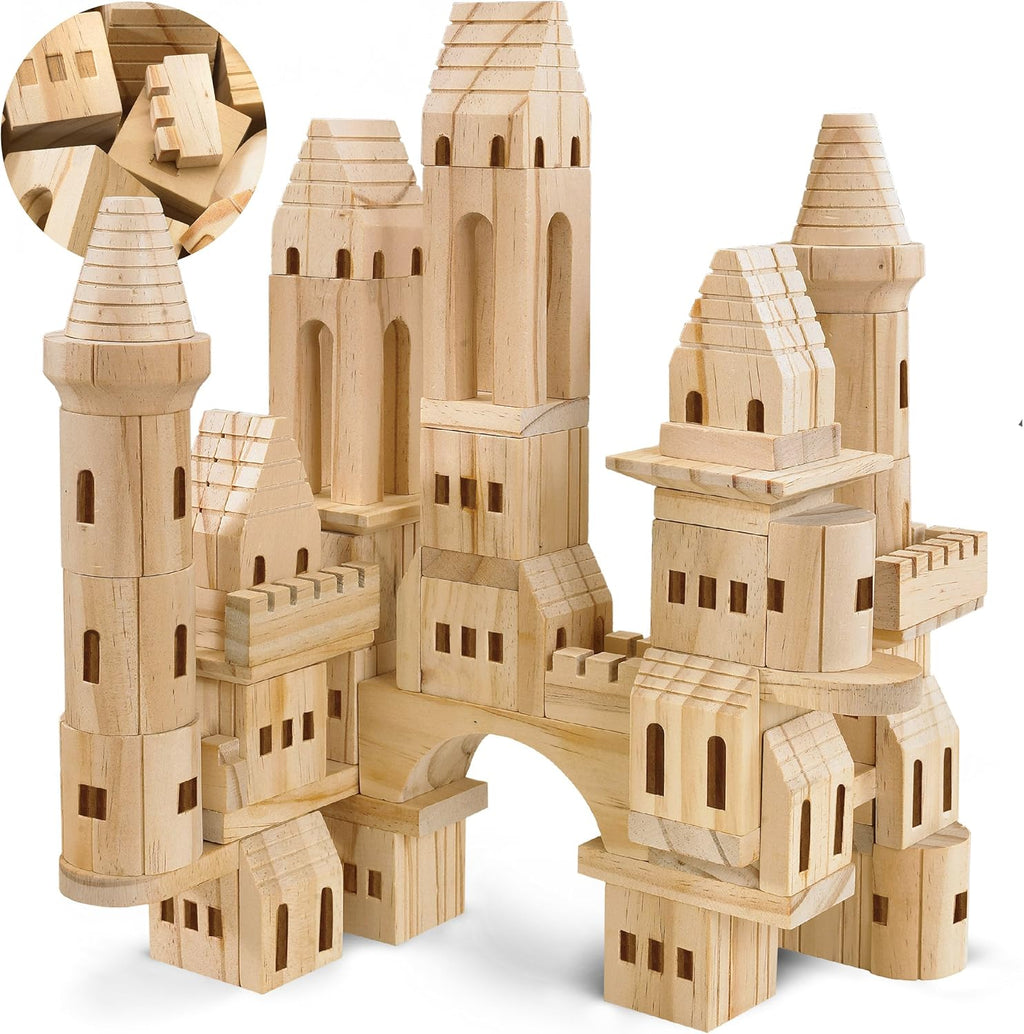 75 Piece Wooden Castle Building Blocks Set Z303163