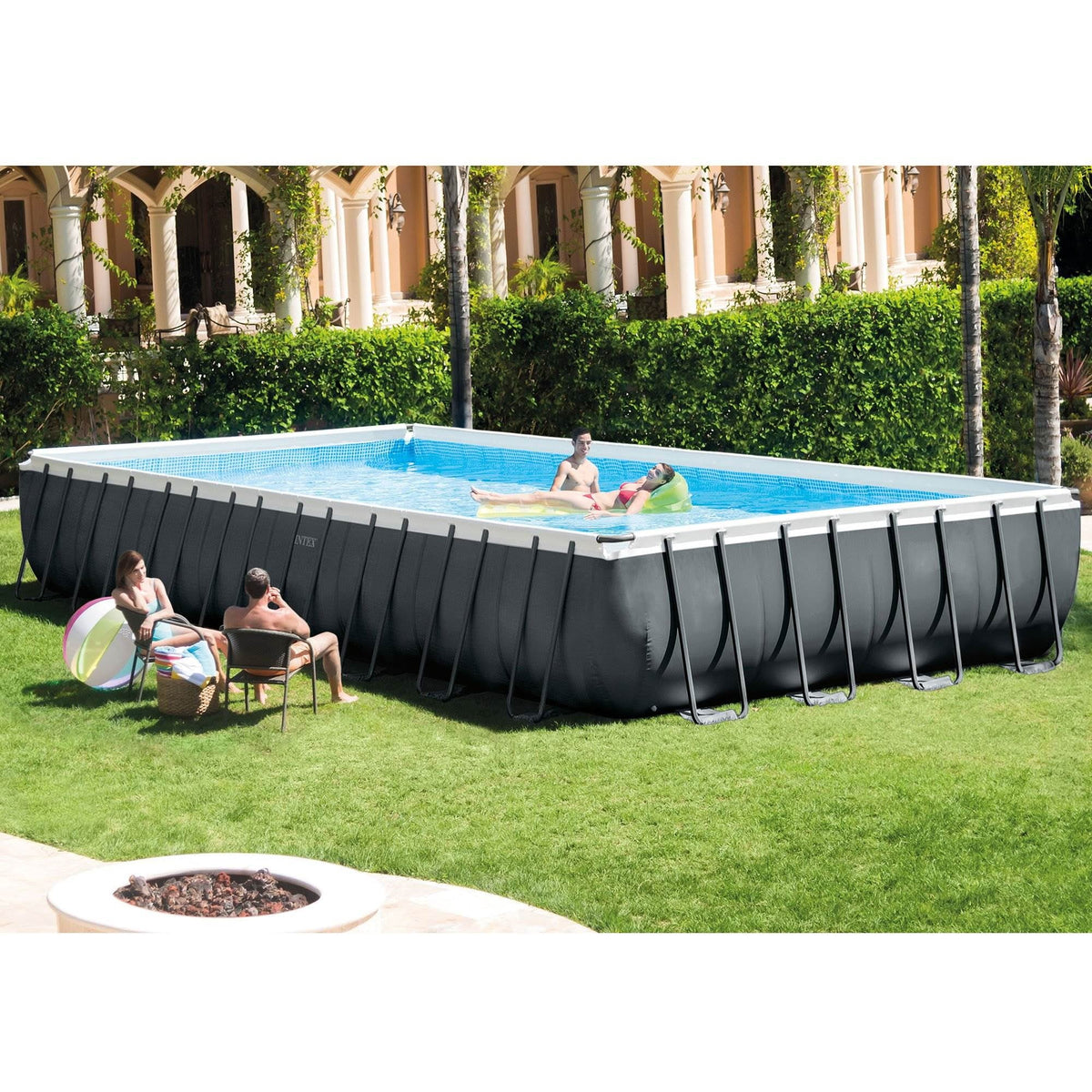 24' x 12' x 52 Rectangular Frame Swimming Pool Set with Pump N101