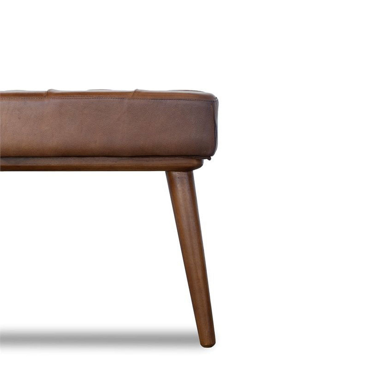 Brown Italian Leather Ottoman V34871