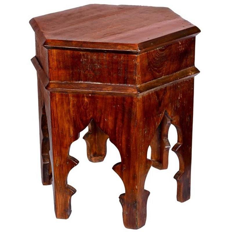 Rustic Brown Reclaimed Wooden Side Table W9570