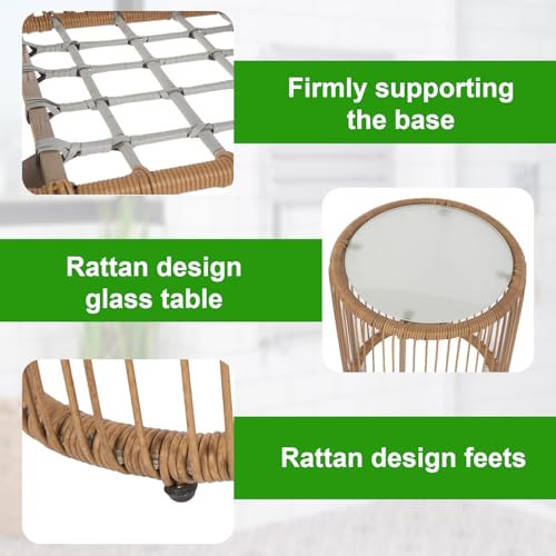 3-Piece Wicker Patio Bistro Set with 2 Chairs Coffee Table Cushions R6278