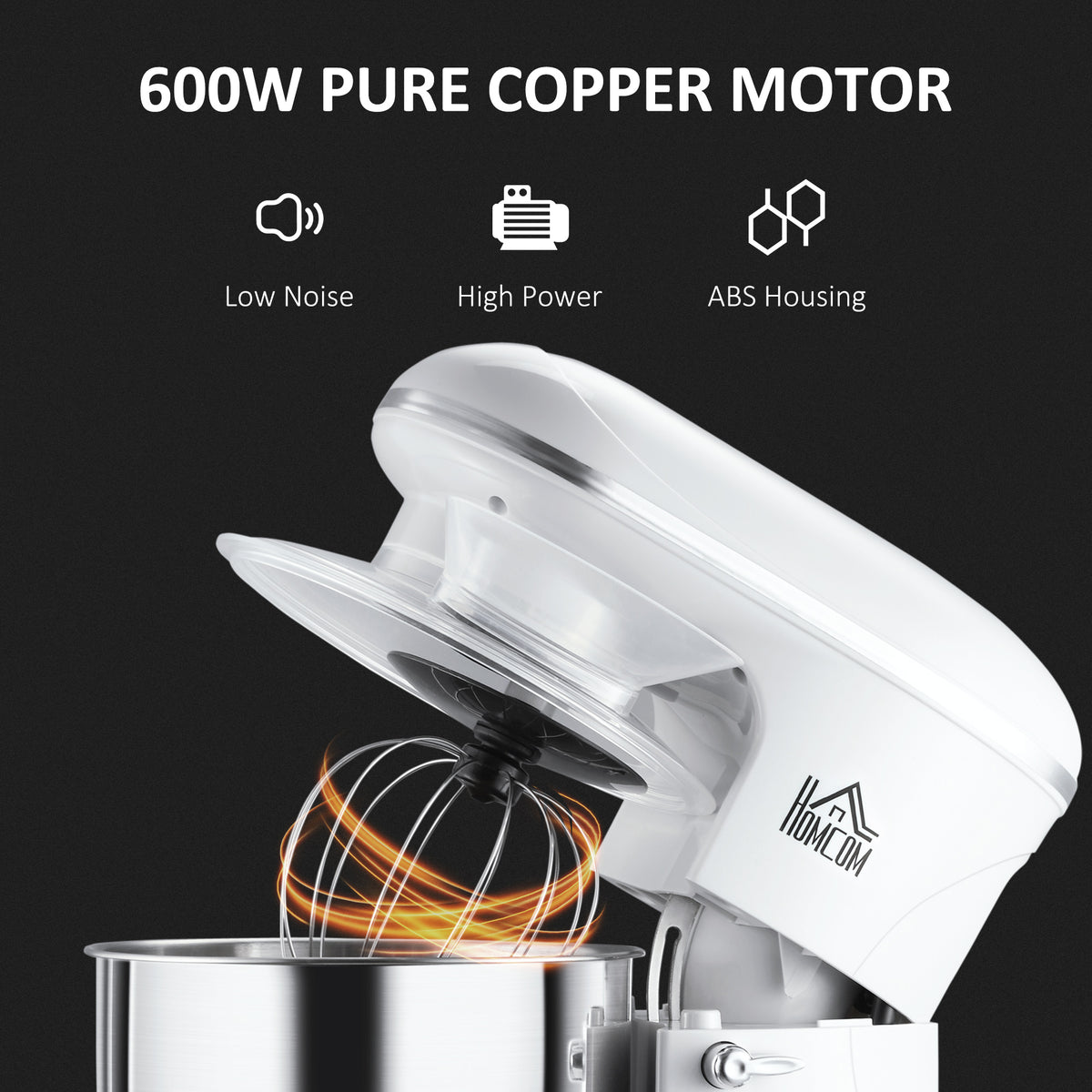 6 Qt 600W 6 Speed Tilt Head Stand Mixer with Stainless Steel Mixing Bowl W463725