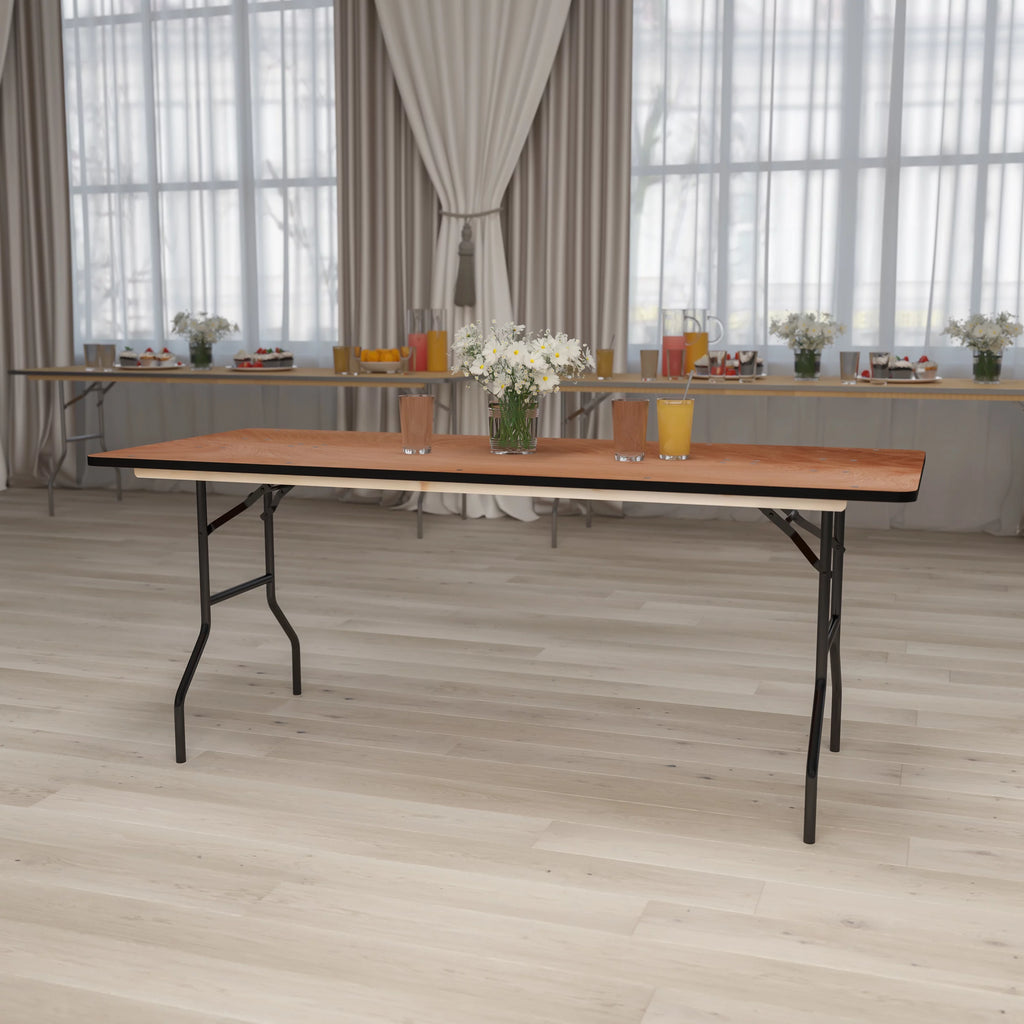 6-Foot Rectangular Wood Folding Banquet Table A6870